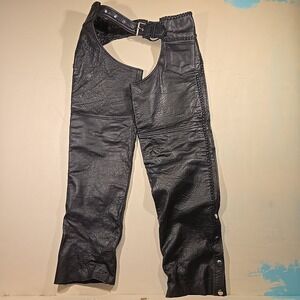 Unik Men S Leather Motorcycle Chaps Black Braided Trim Zip‎ Snap Leg Biker Gear